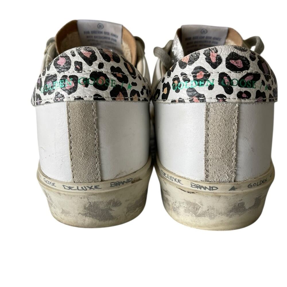 Golden Goose White Sneakers with Pink Star & Leopard Heel - Picture 4 of 10